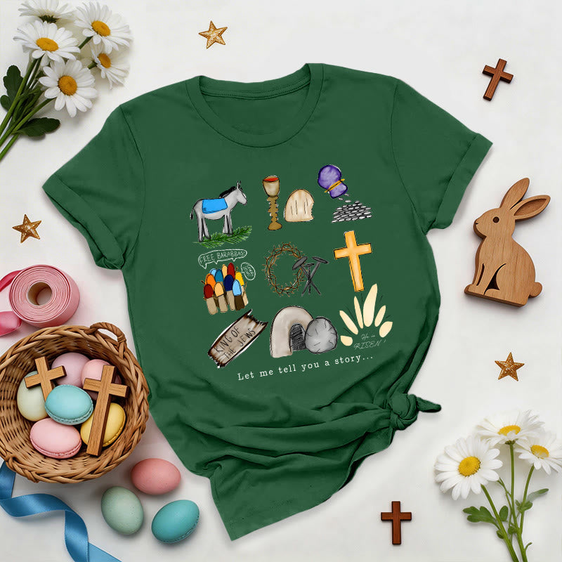 Christianartworkshop Camiseta premium con collage de la historia de Pascua - Verde oscuro - 2XL - image 5