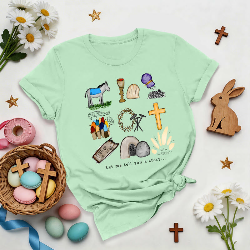 Christianartworkshop Camiseta premium con collage de la historia de Pascua - Verde claro - 2XL - image 7