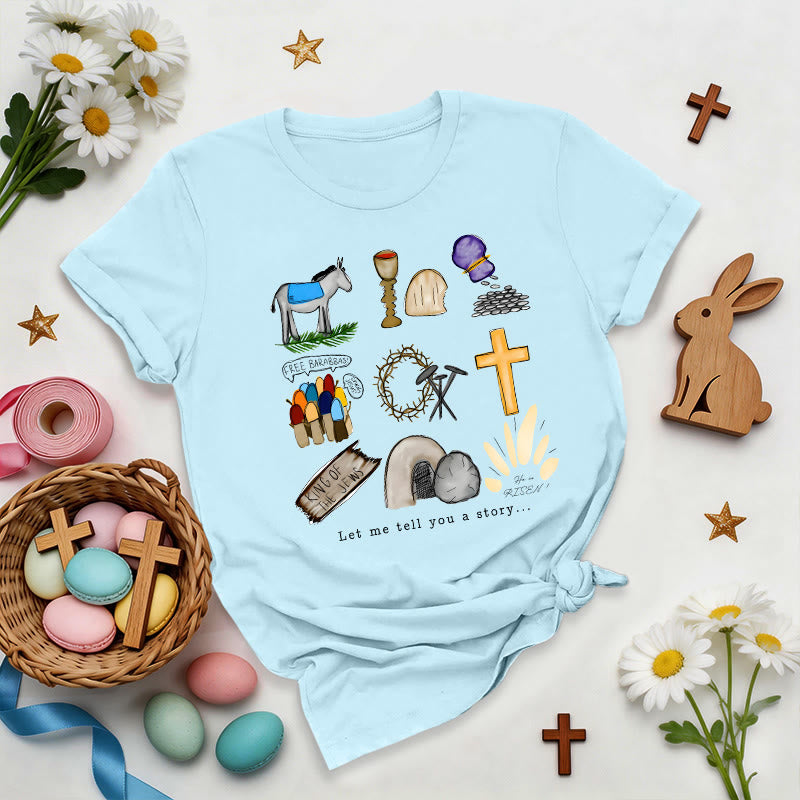 Christianartworkshop Camiseta premium con collage de la historia de Pascua - Azul - 2XL - image 8