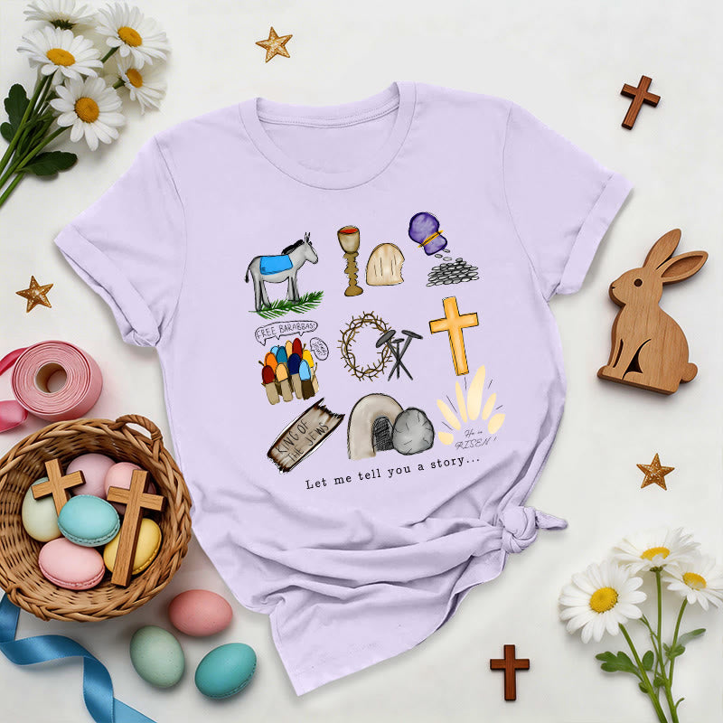Christianartworkshop Camiseta premium con collage de la historia de Pascua - Púrpura - 2XL - image 6