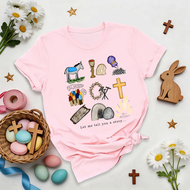 Christianartworkshop Camiseta premium con collage de la historia de Pascua - Rosa - 2XL - image 1