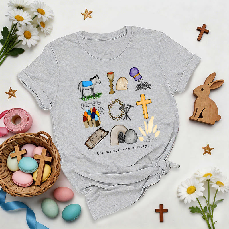 Christianartworkshop Camiseta premium con collage de la historia de Pascua - Gris - 2XL - image 2