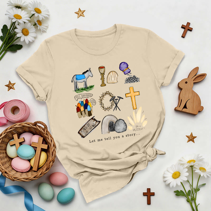 Christianartworkshop Camiseta premium con collage de la historia de Pascua - Beige - 2XL - image 0