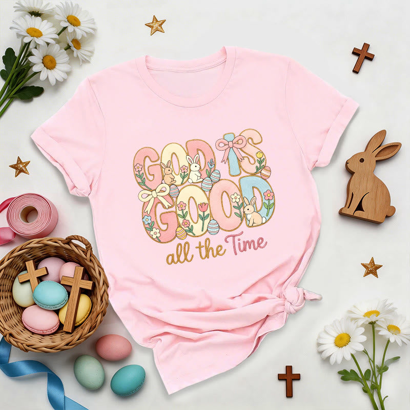 Christianartworkshop Camiseta premium con estampado de Pascua "Dios es bueno" - Rosa - 2XL - image 3