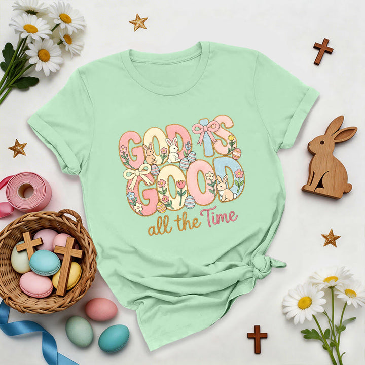 Christianartworkshop Camiseta premium con estampado de Pascua "Dios es bueno" - Verde claro - 2XL - image 0