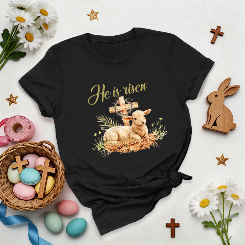 Christianartworkshop Camiseta de Pascua con cordero y cruz - Negro - 2XL - image 0