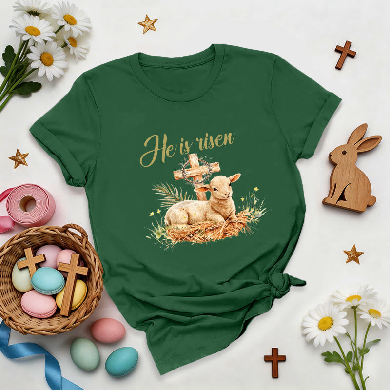 Christianartworkshop Camiseta de Pascua con cordero y cruz - Verde oscuro - 2XL - image 1