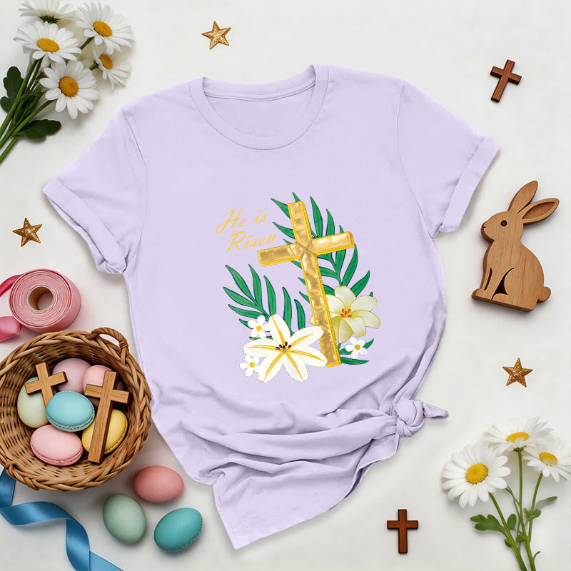 Christianartworkshop Camiseta de la Cruz Dorada de la Gloria de la Resurrección - Púrpura - 2XL - image 0