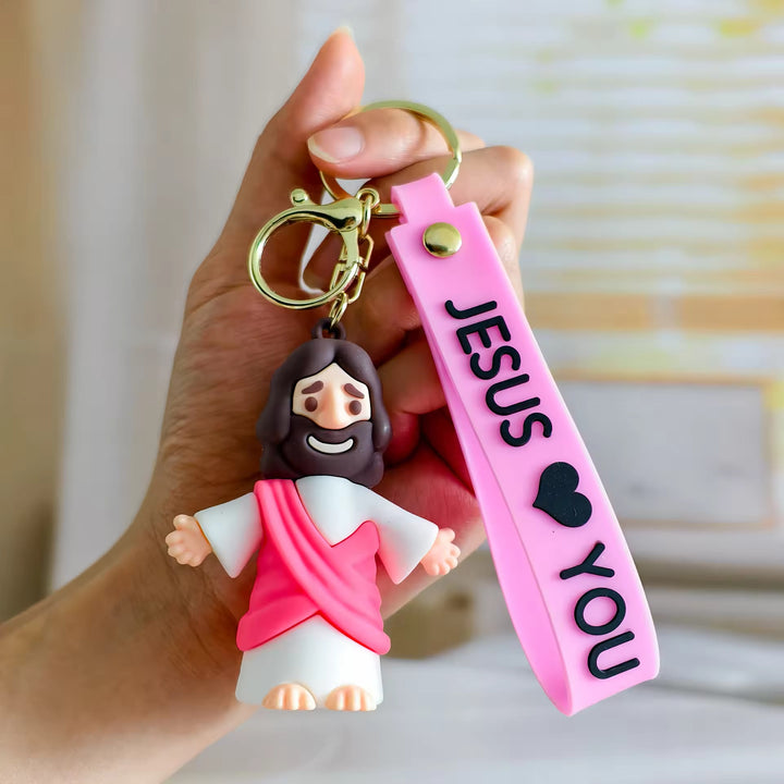 Christianartworkshop Llavero de accesorio diario con el mensaje "Jesús y JESÚS TE AMA" - Rosa - image 11