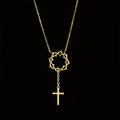 Christianartworkshop Collar con cruz y corona de espinas: un símbolo de la Pasión y Redención de Cristo. - Dorado - image 2