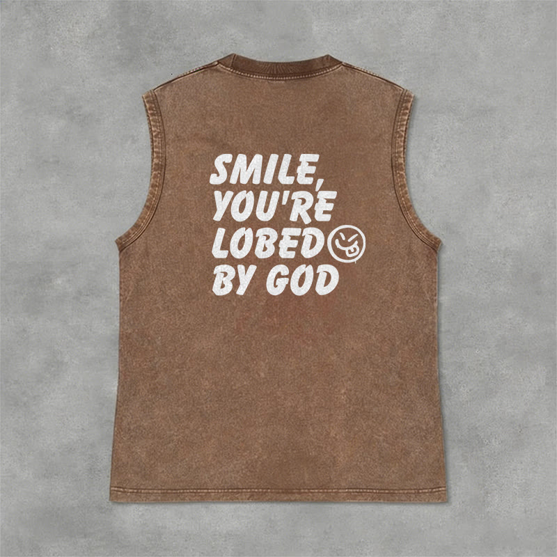 Christianartworkshop Camiseta sin mangas unisex lavada con la frase "Sonríe, eres amado por Dios". - image 19