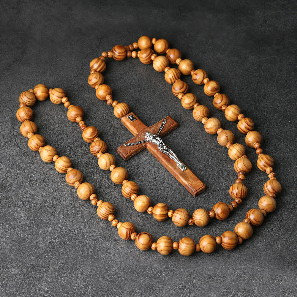 Christianartworkshop Rosario de pared de madera con crucifijo: un símbolo de devoción y oración en el hogar. - Marrón - image 0