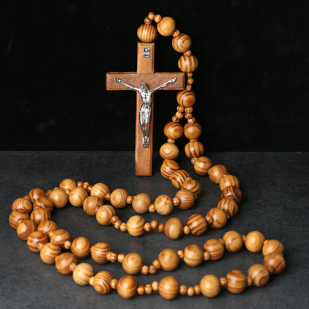 Christianartworkshop Rosario de pared de madera con crucifijo: un símbolo de devoción y oración en el hogar. - image 1