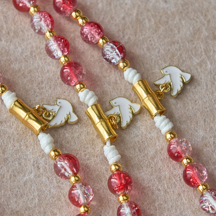 Christianartworkshop Rosario de la Virgen María con la Paloma del Espíritu Santo y Cuentas de Cristal Rojo: Encarna el Amor Sagrado y la Devoción Vibrante. - image 12