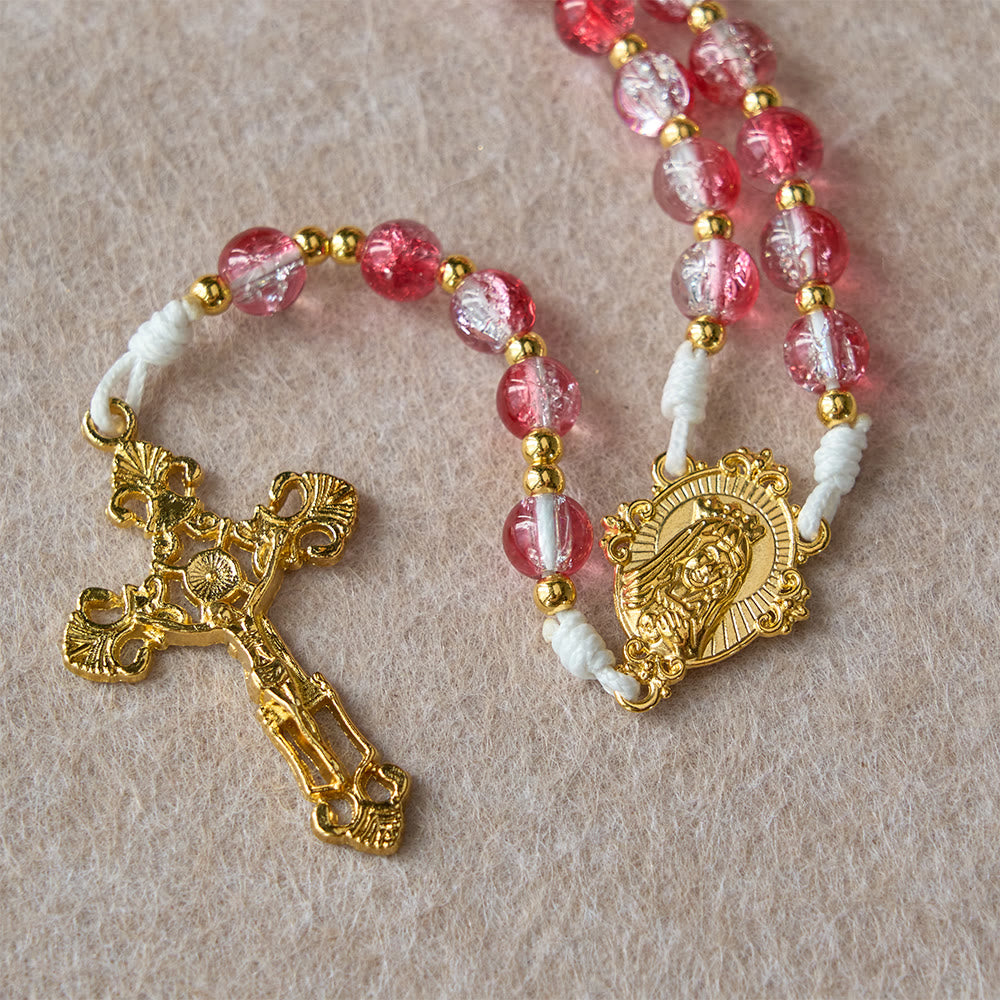 Christianartworkshop Rosario de la Virgen María con la Paloma del Espíritu Santo y Cuentas de Cristal Rojo: Encarna el Amor Sagrado y la Devoción Vibrante. - image 11