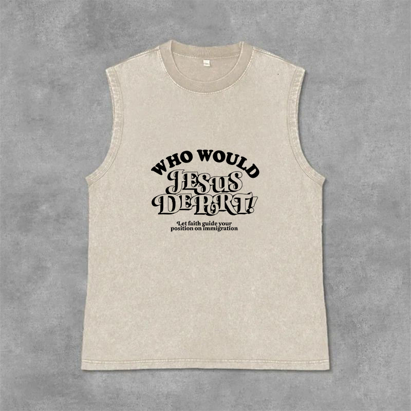 Christianartworkshop Camiseta sin mangas unisex lavada con el mensaje inspirador: Deja que la fe te guíe. - Beige - 2XL - image 0