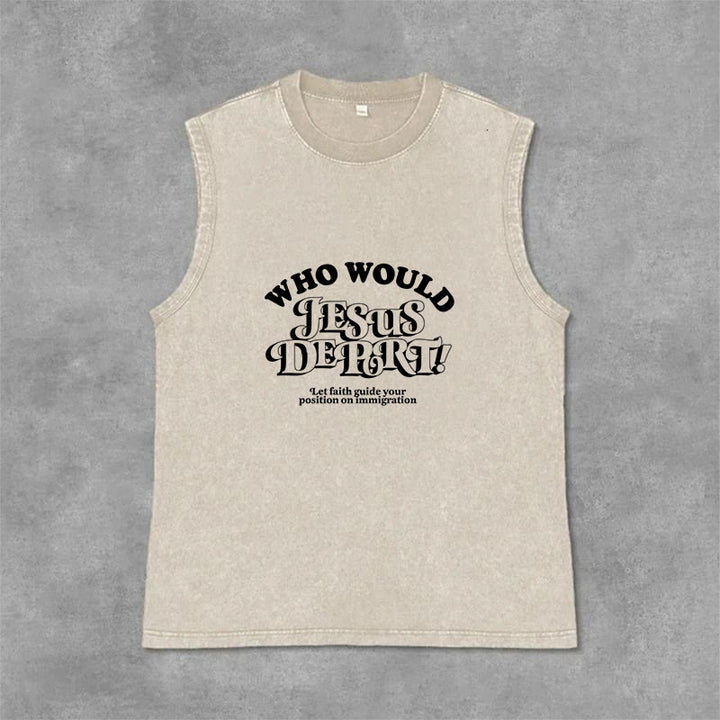 Christianartworkshop Camiseta sin mangas unisex lavada con el mensaje inspirador: Deja que la fe te guíe. - Beige - 2XL - image 0