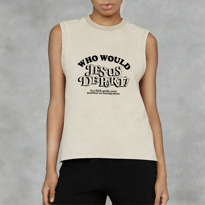 Christianartworkshop Camiseta sin mangas unisex lavada con el mensaje inspirador: Deja que la fe te guíe. - image 2