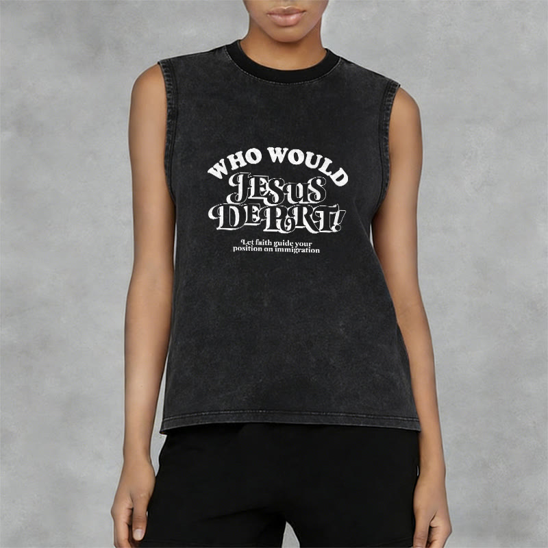 Christianartworkshop Camiseta sin mangas unisex lavada con el mensaje inspirador: Deja que la fe te guíe. - image 5