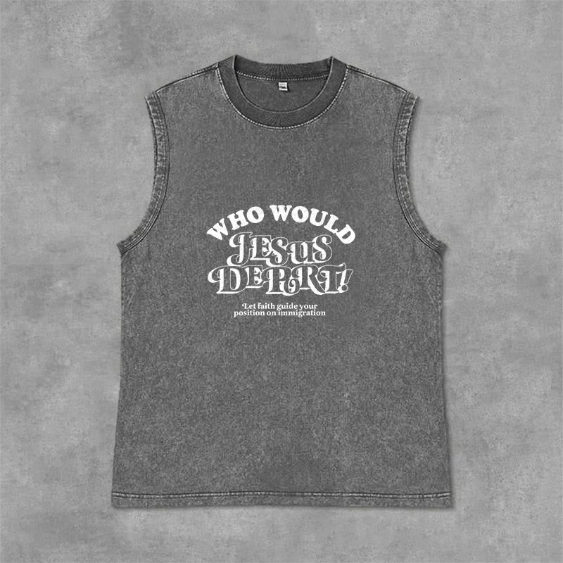 Christianartworkshop Camiseta sin mangas unisex lavada con el mensaje inspirador: Deja que la fe te guíe. - Gris - 2XL - image 6