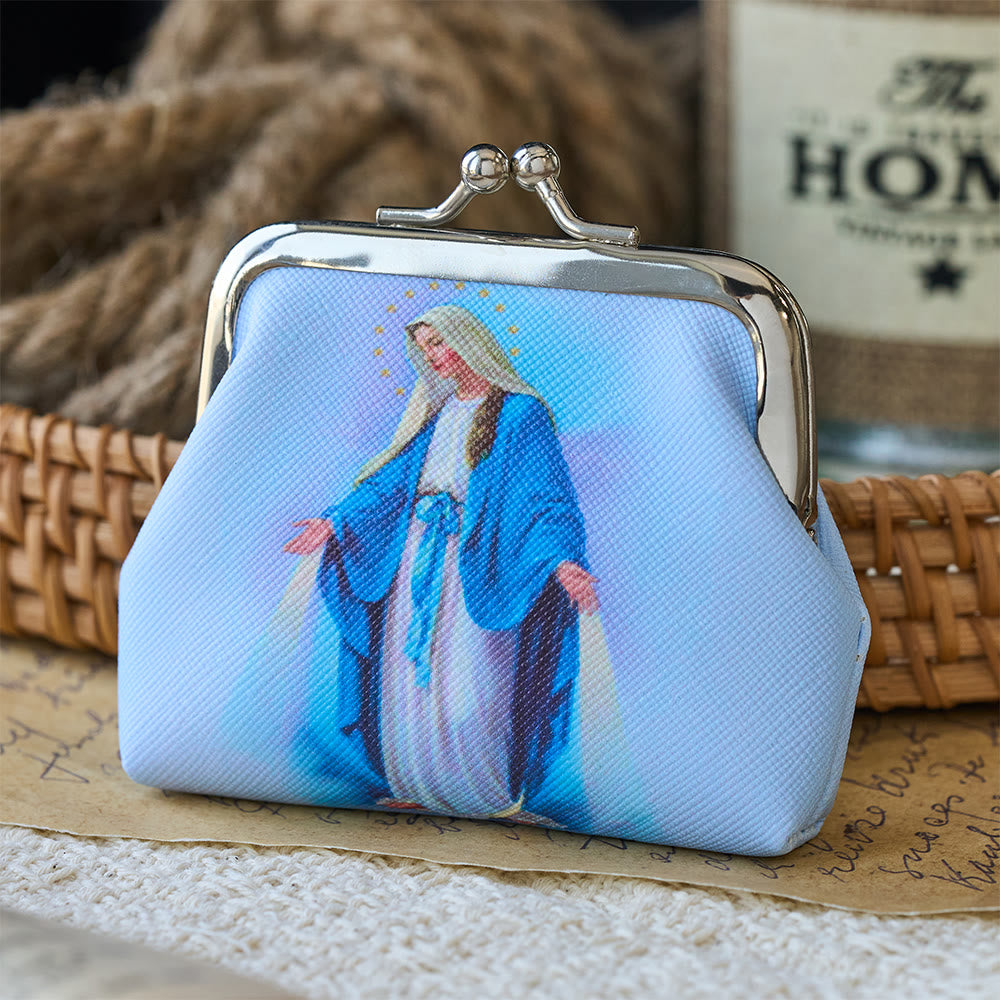 Christianartworkshop Bolsita para rosario con cierre de beso de Nuestra Señora de la Gracia: Un recipiente sagrado para los tesoros de los fieles. - image 3