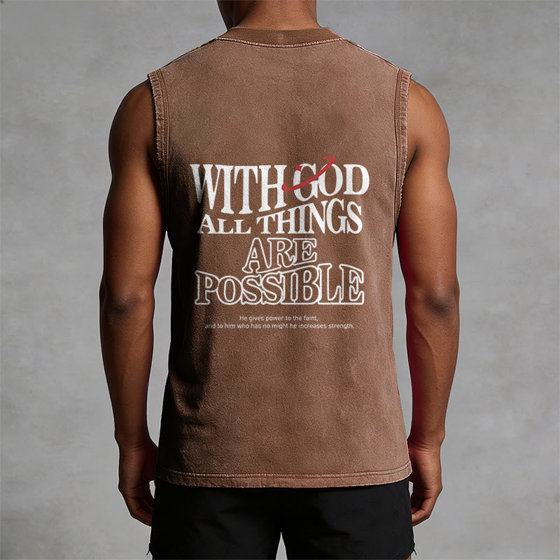Christianartworkshop Camiseta sin mangas lavada con la frase "Con Dios todo es posible" - image 14