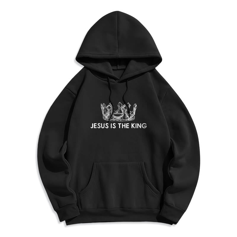 Christianartworkshop Sudadera con capucha de poliéster forrada de felpa con la frase "Jesús es el Rey" - image 2