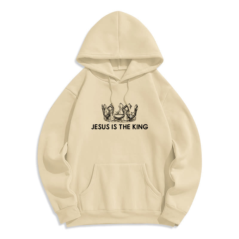 Christianartworkshop Sudadera con capucha de poliéster forrada de felpa con la frase "Jesús es el Rey" - image 13