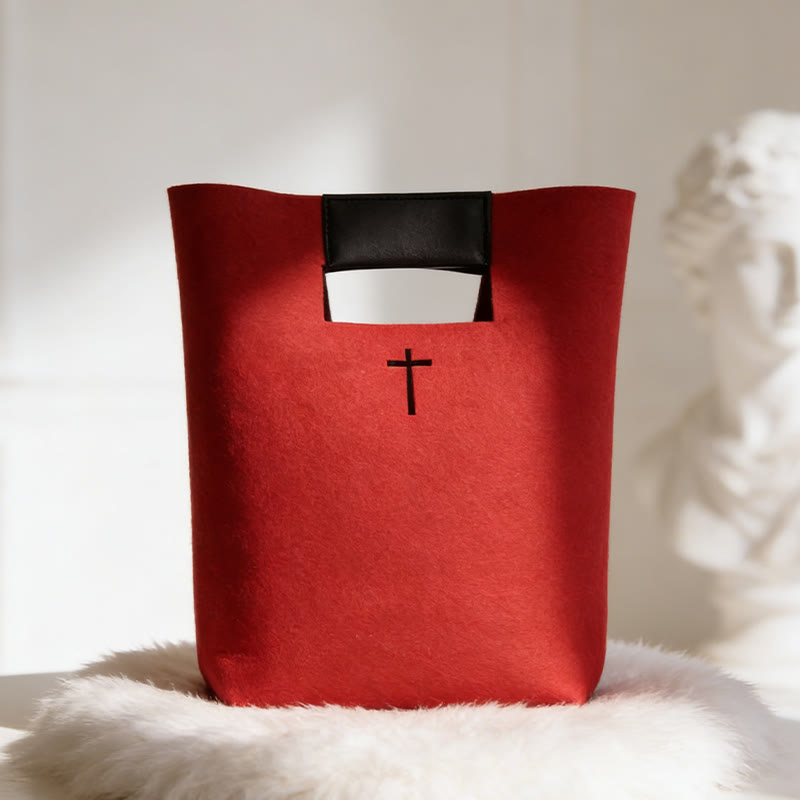 Christianartworkshop Bolsa para Biblia de fieltro multicolor con emblema de cruz: un símbolo de gracia celestial para la adoración diaria. - image 1