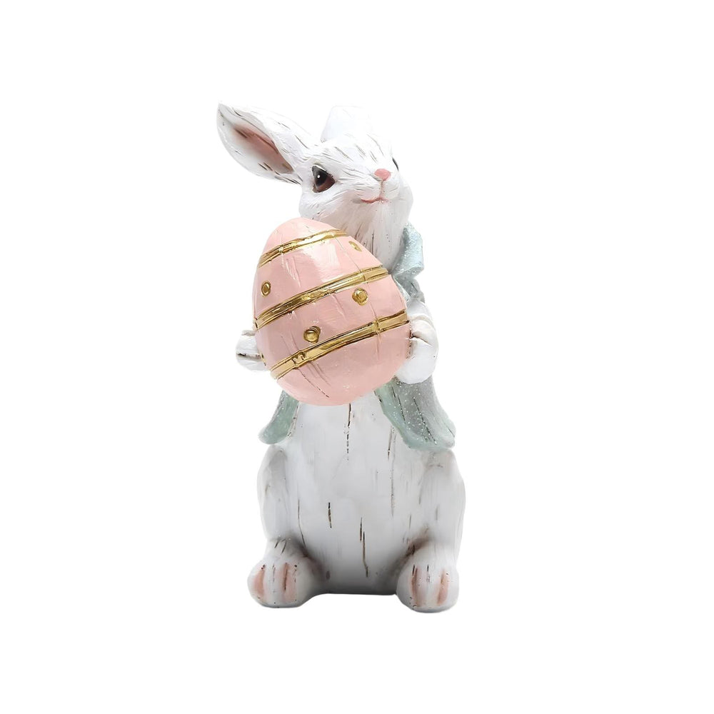 Christianartworkshop Adorno de conejito de resina para Pascua - Celebra la Pascua - Conejo con un huevo - image 1