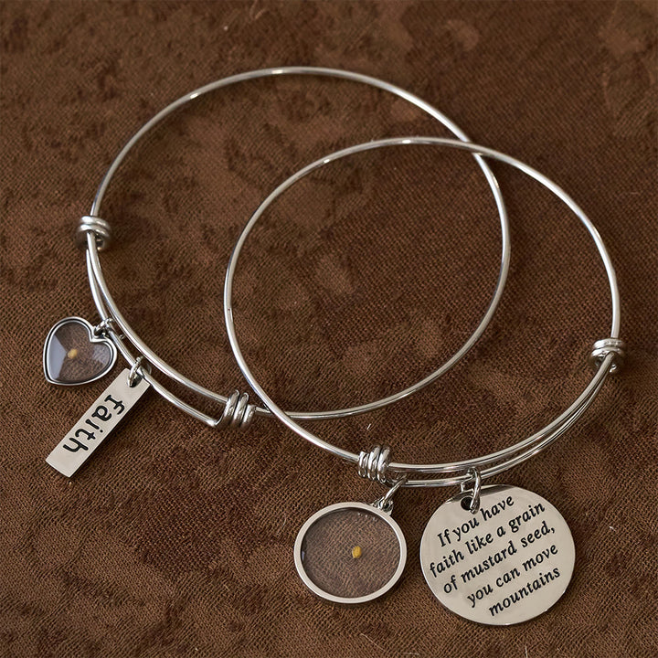 Christianartworkshop Brazalete de la Fe con Semilla de Mostaza y Dije de Corazón: Un Símbolo de Creencia Inquebrantable y Gracia - image 0