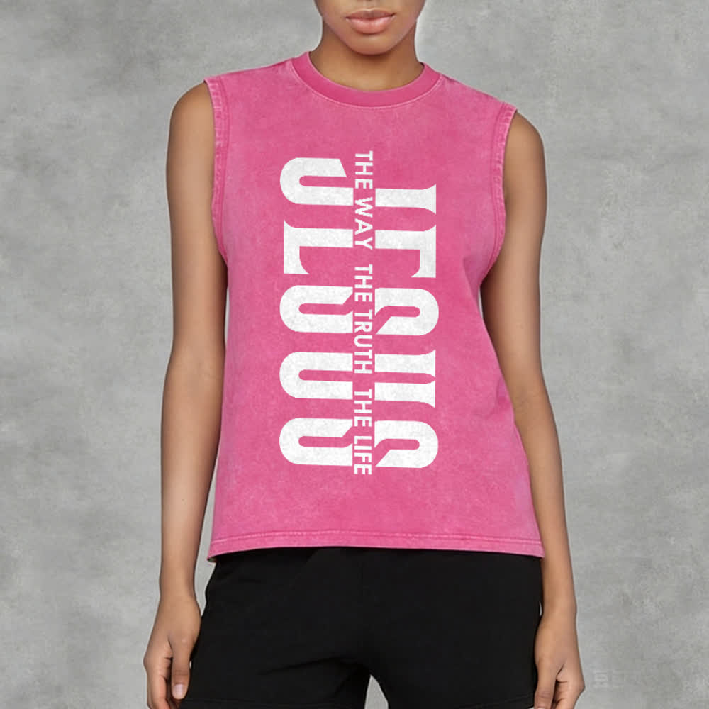Christianartworkshop Camiseta sin mangas unisex lavada "The Way The Truth The Life" - image 11