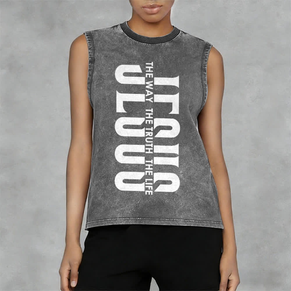 Christianartworkshop Camiseta sin mangas unisex lavada "The Way The Truth The Life" - image 2