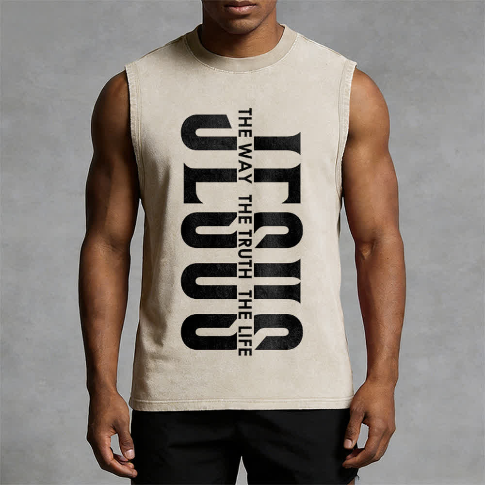 Christianartworkshop Camiseta sin mangas unisex lavada "The Way The Truth The Life" - image 7