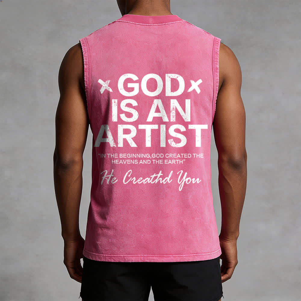 Christianartworkshop Dios es un artista Camiseta sin mangas unisex lavada - image 13