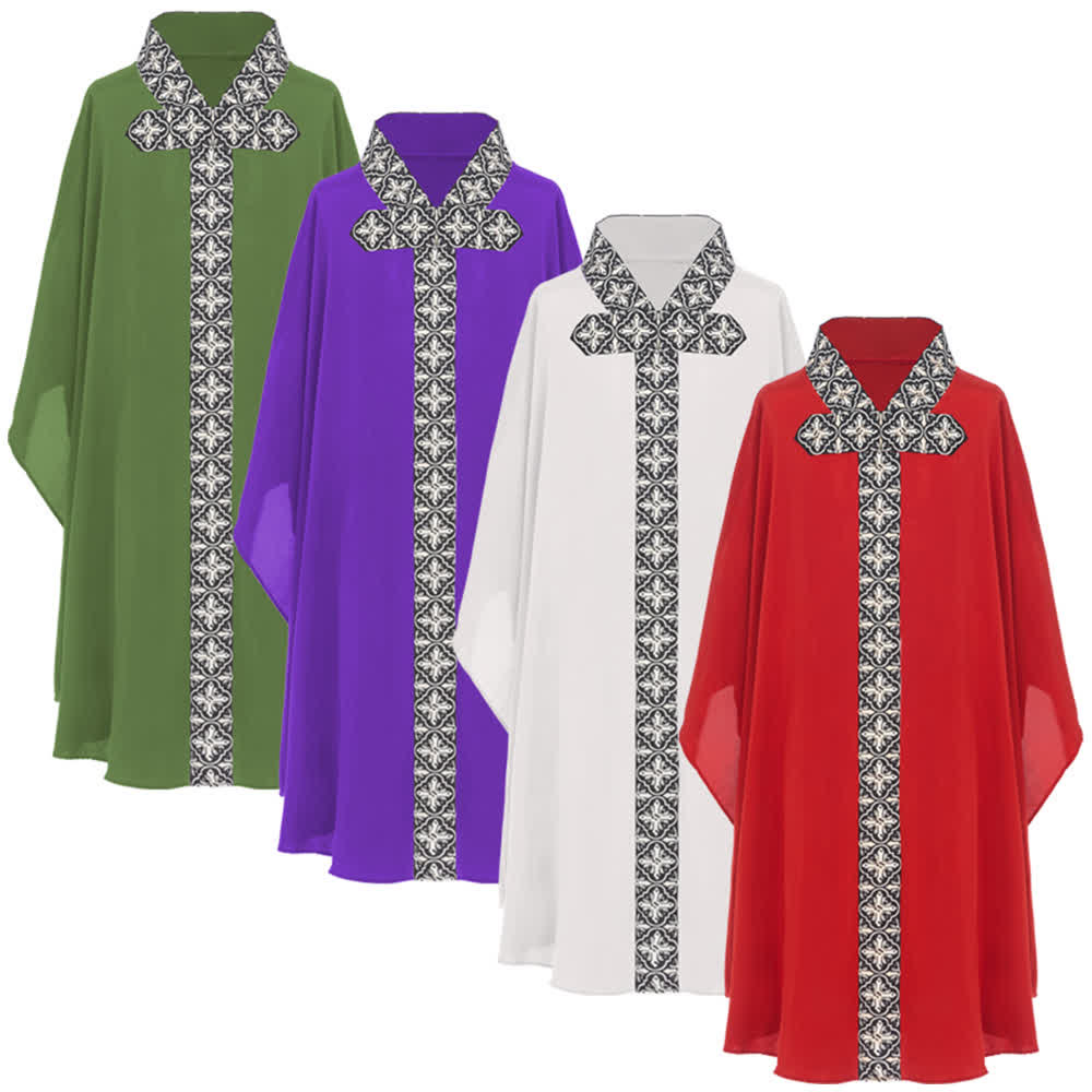Christianartworkshop Túnica clerical multicolor con cruz ornamentada para ceremonias sagradas - image 1