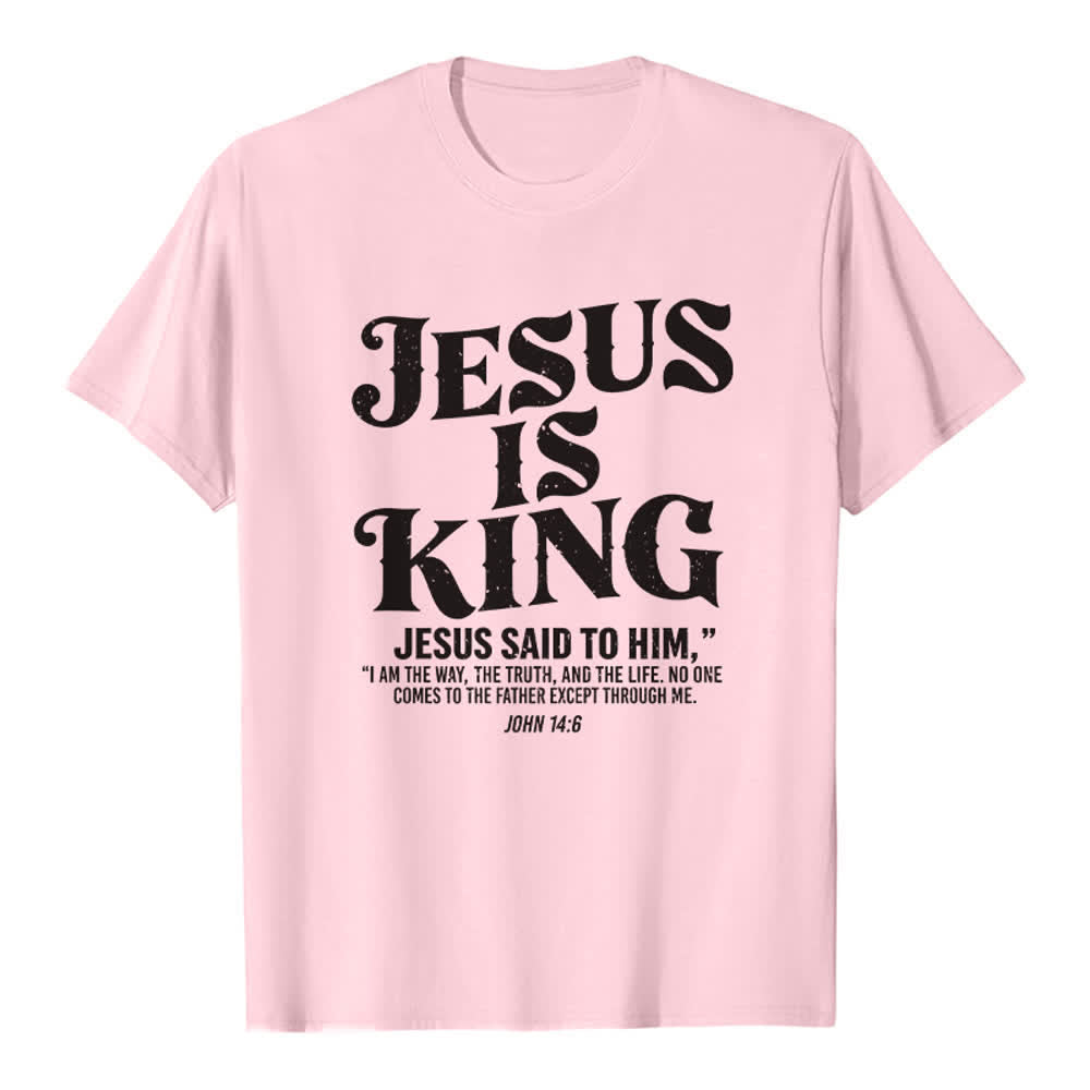 Christianartworkshop Camiseta Premium Jesús es Rey Juan 14:6 - Rosa - 2XL - image 1