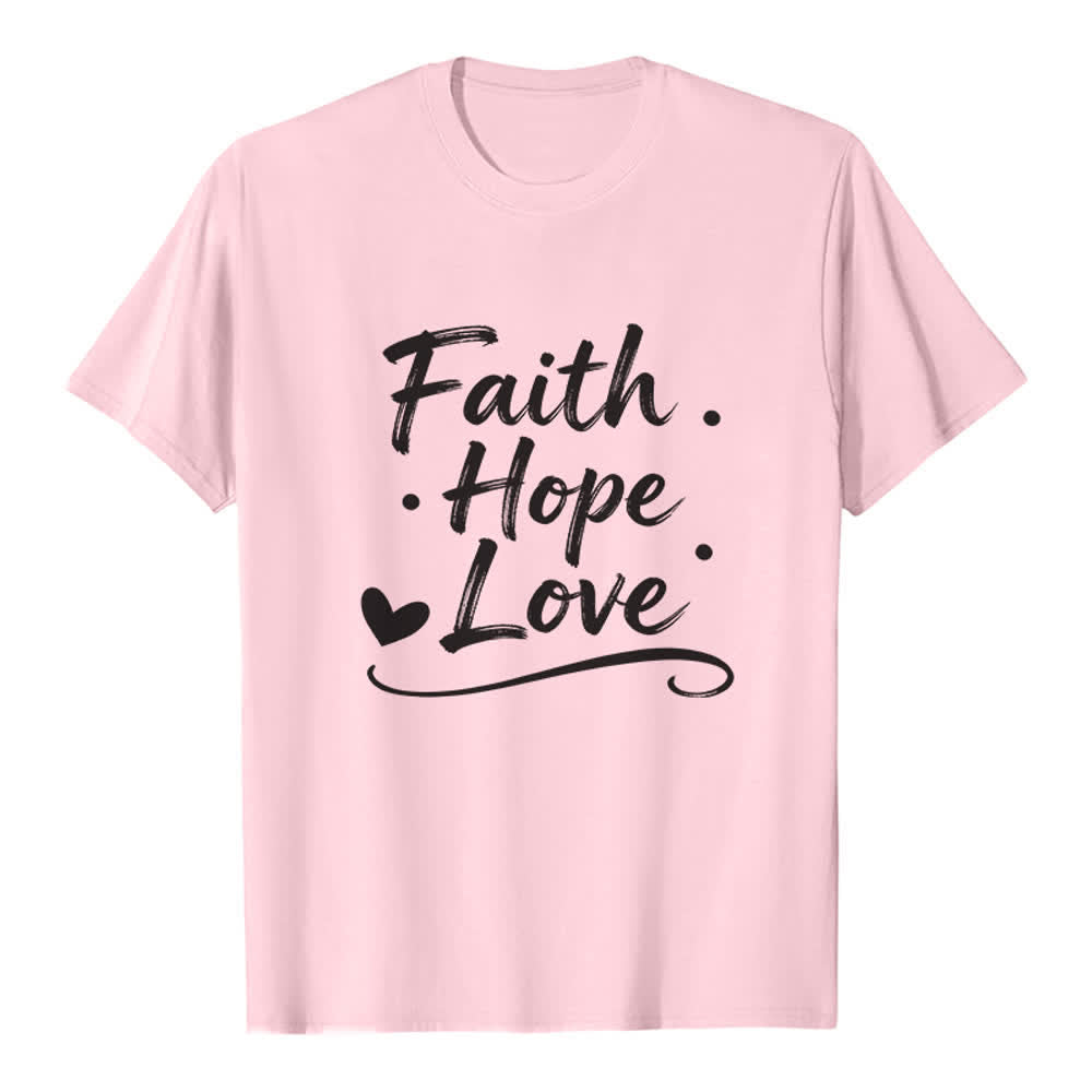 Christianartworkshop Camiseta premium vintage con la frase "Fe, Esperanza, Amor" escrita a mano. - Rosa - 2XL - image 0