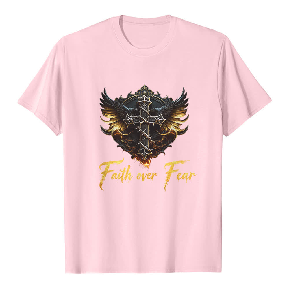 Christianartworkshop Camiseta premium Alas de Fe Fe sobre el Miedo - Rosa - 2XL - image 1