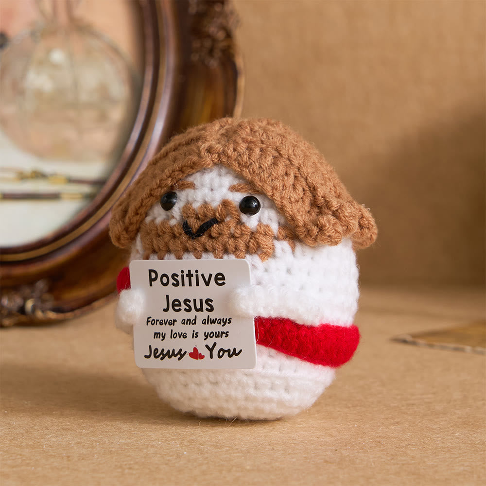Christianartworkshop Conjunto de Jesús, ángel y cruz en versión Q, tejido a crochet: emblema de la alegría y la gracia divinas. - Jesús - image 10