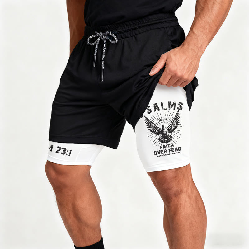 Christianartworkshop Salmos 23:1 Fe sobre el miedo. Pantalones cortos Eagle Performance. - image 1