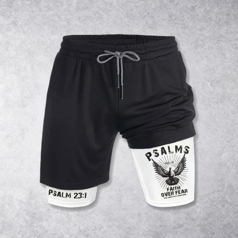 Christianartworkshop Salmos 23:1 Fe sobre el miedo. Pantalones cortos Eagle Performance. - Blanco - 3XL - image 0