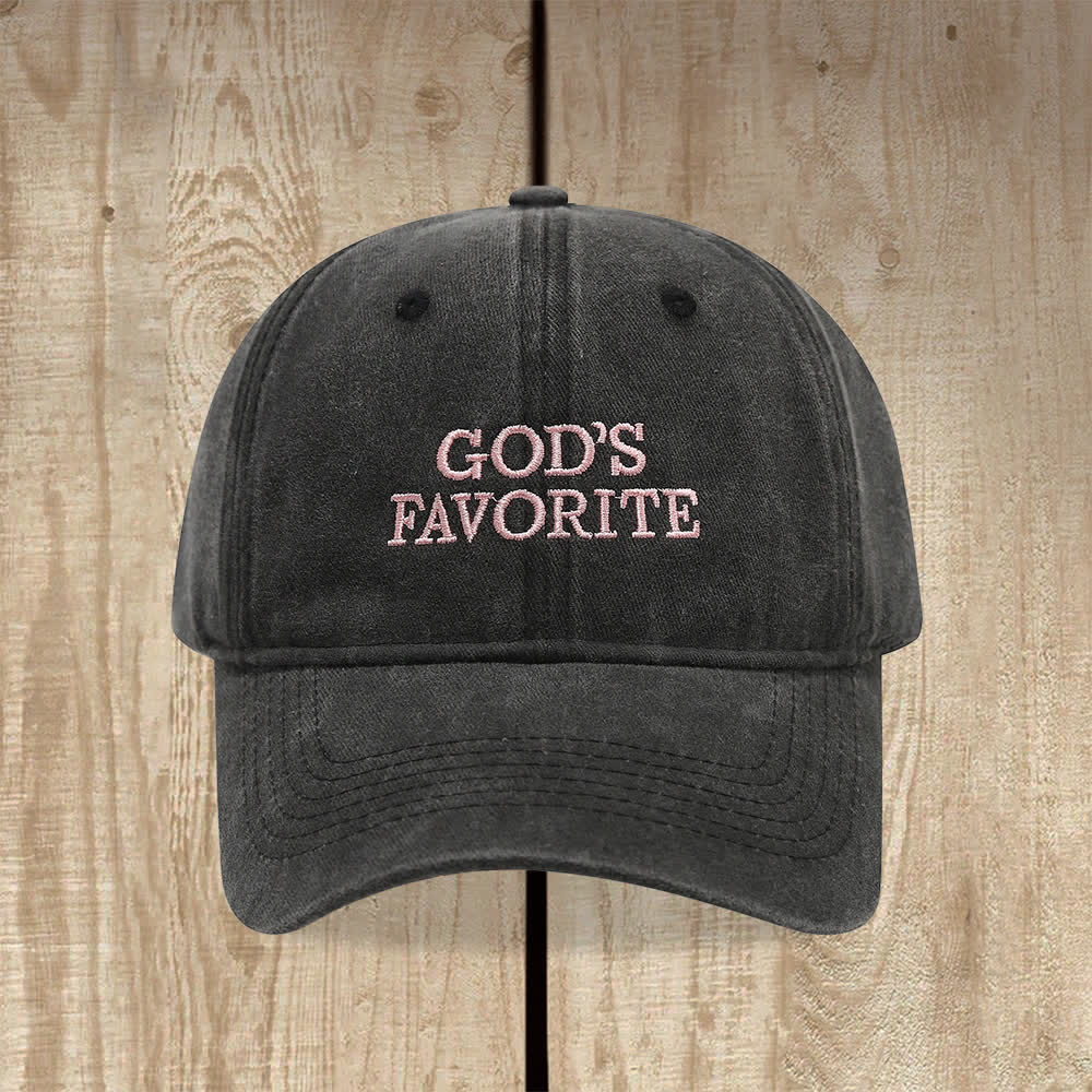 Christianartworkshop Gorra de béisbol lavada, llena de fe y favorita de Dios - Negro - image 0
