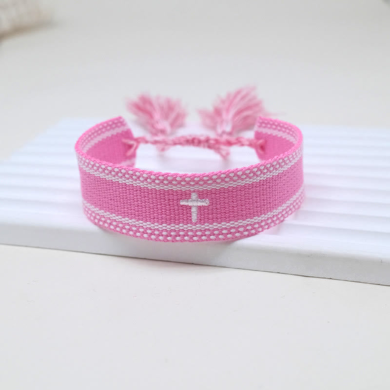 Christianartworkshop Pulsera con borla tejida de la Cruz Sagrada: Eleva tu fe con un estilo dulce y devoto. - mi - image 10