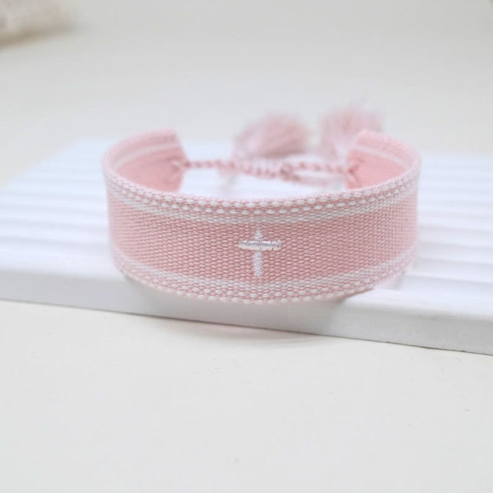 Christianartworkshop Pulsera con borla tejida de la Cruz Sagrada: Eleva tu fe con un estilo dulce y devoto. - J - image 15