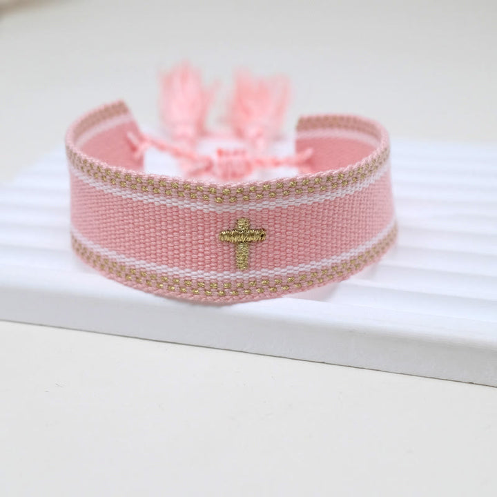 Christianartworkshop Pulsera con borla tejida de la Cruz Sagrada: Eleva tu fe con un estilo dulce y devoto. - A - image 6