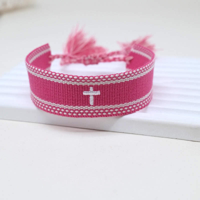 Christianartworkshop Pulsera con borla tejida de la Cruz Sagrada: Eleva tu fe con un estilo dulce y devoto. - L - image 17