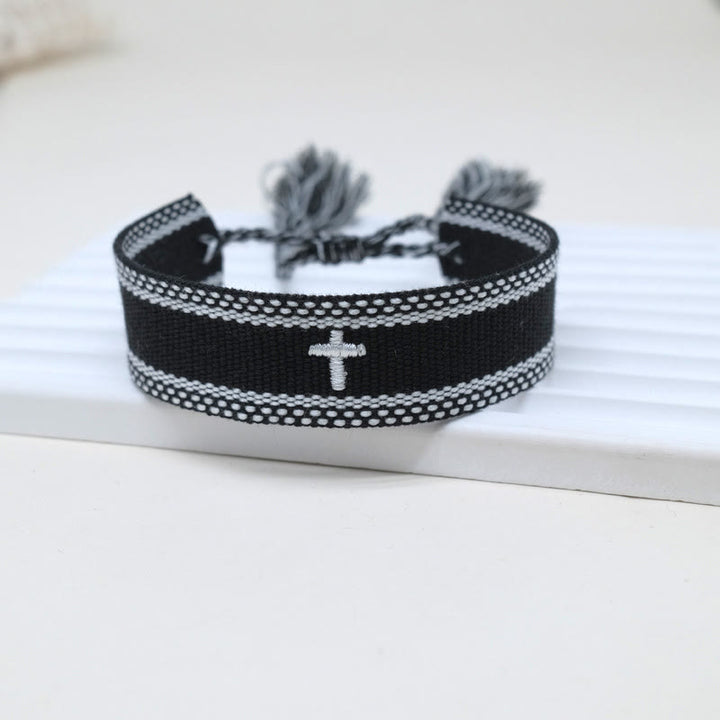 Christianartworkshop Pulsera con borla tejida de la Cruz Sagrada: Eleva tu fe con un estilo dulce y devoto. - B - image 7