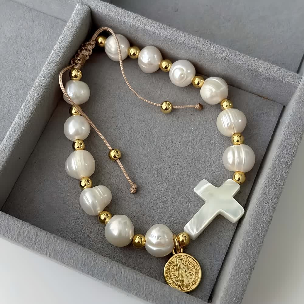 Christianartworkshop Elegante pulsera ajustable de cristal con medalla de San Benito: joyería de bendición espiritual. - image 3