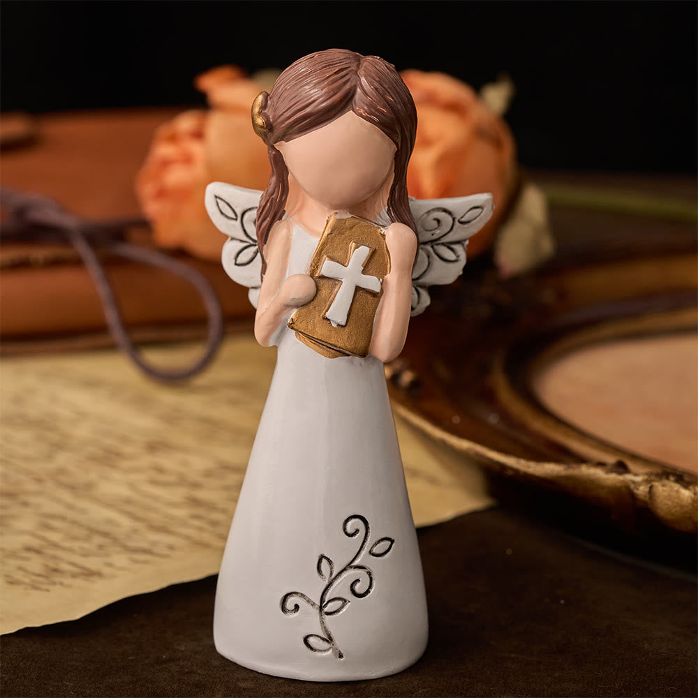 Christianartworkshop Adorno de escritorio con ángel, cruz y oración: emblema de devoción, fe y gracia celestial. - Ángel bíblico - image 1